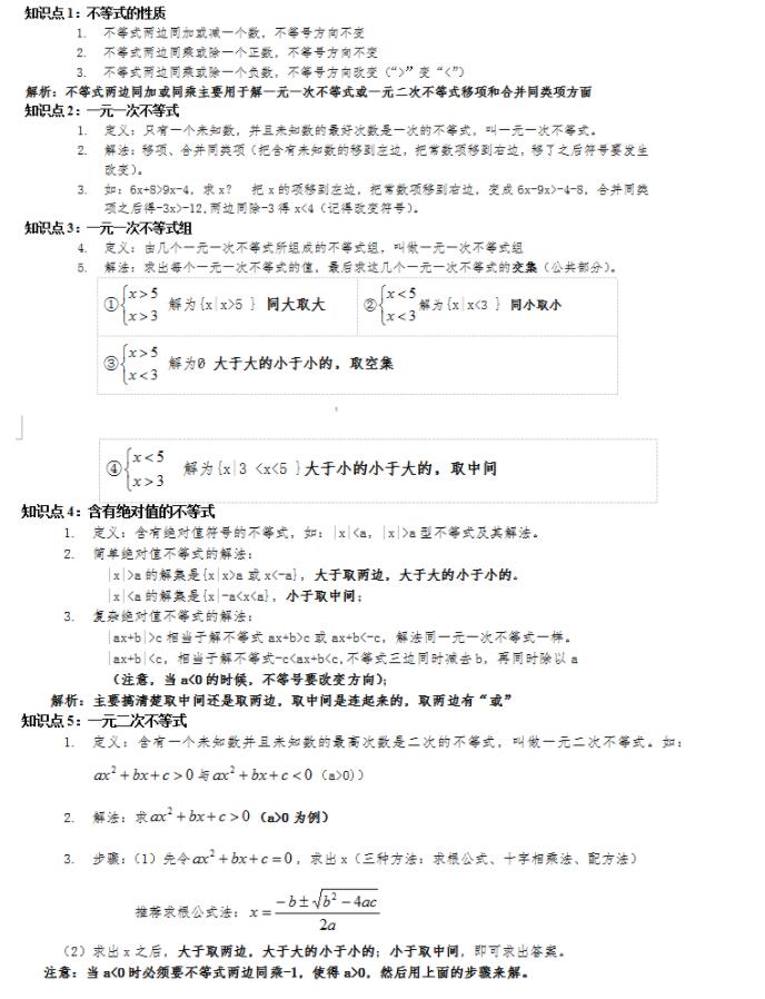 2022年山东成人高考高起点《数学（文）》科目常用公式汇总2：不等式和不等式组：集合和简易逻辑